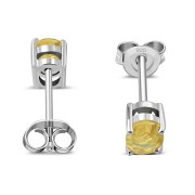 5x7mm Oval Prong-Set Citrine Stone Sterling Silver Stud Earrings - e446
